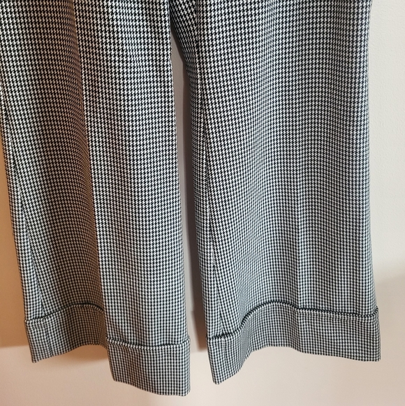 Maeve Anthro Wide-Leg Houndstooth Trousers Black/White Size 14 Petite NWT - Picture 4 of 11